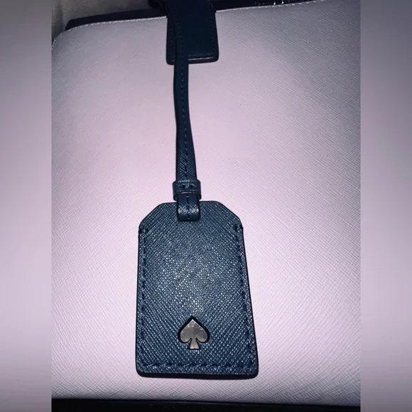 Kate Spade Large 3 tone leather handbag. Baby Lilac, Navy & White. EUC. - Picture 14 of 15